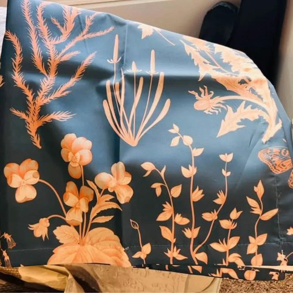 Botanical Shower Curtain – Aqua Teal Blue & Coral Floral Nature Print
